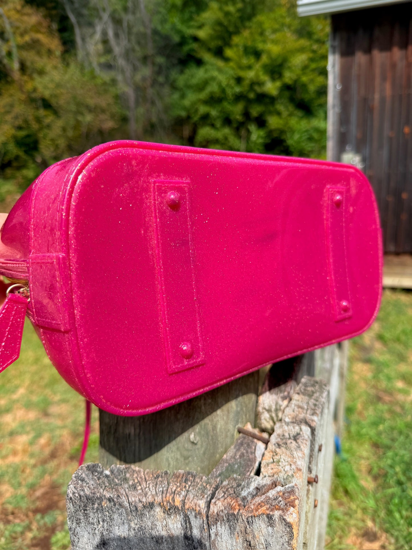 Furla Pink Candy Glitter Jelly Top Handle Bag