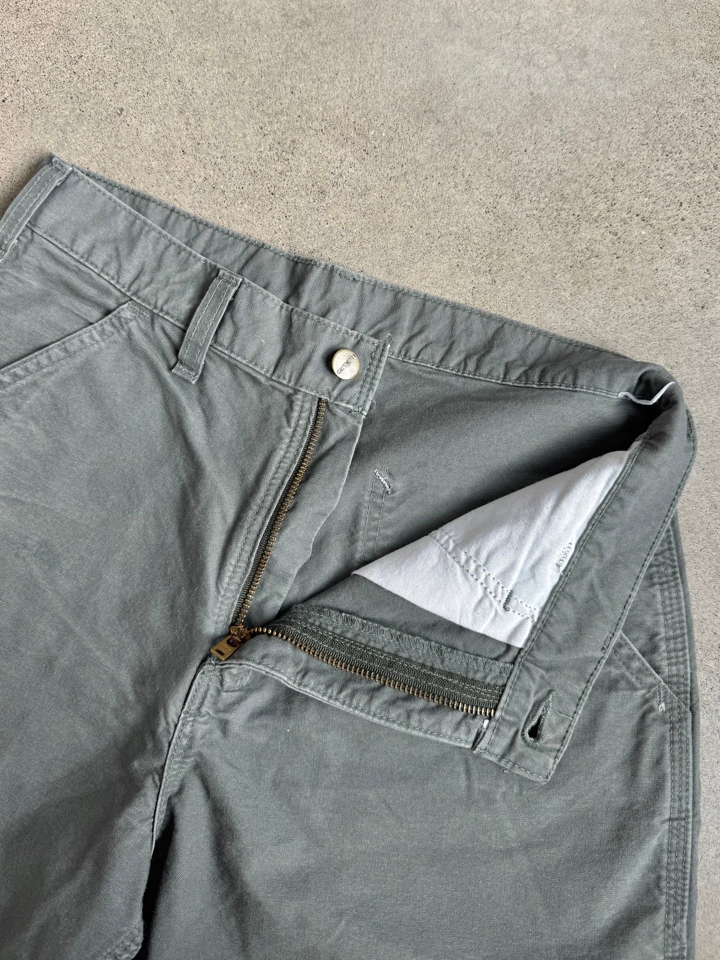Vintage 1990s Carhartt Grey Canvas Utility Work Shorts | Waist 30”