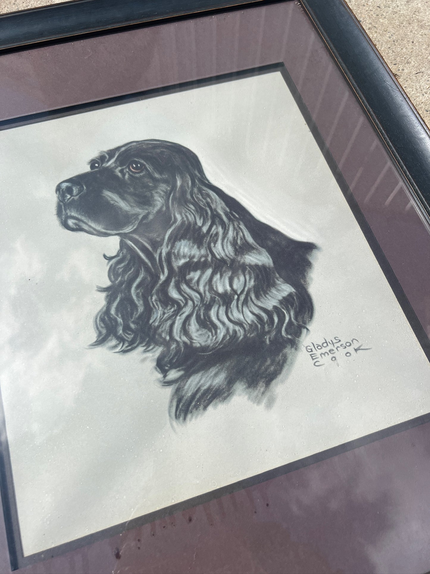 Vintage 1930s Gladys Emerson Cooke Framed Cocker Spaniel Dog Print
