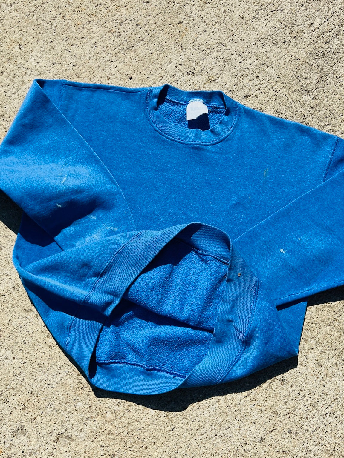 Vintage 1980s Tultex Worn Blue Crewneck Sweatshirt | Medium