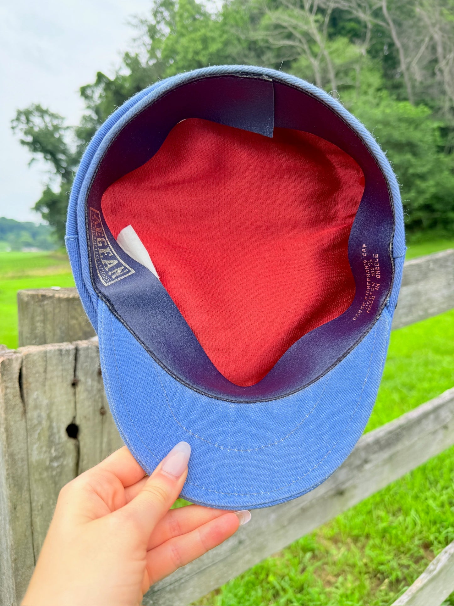 Vintage 1960s Aegean Blue Greek Fishermans Cap
