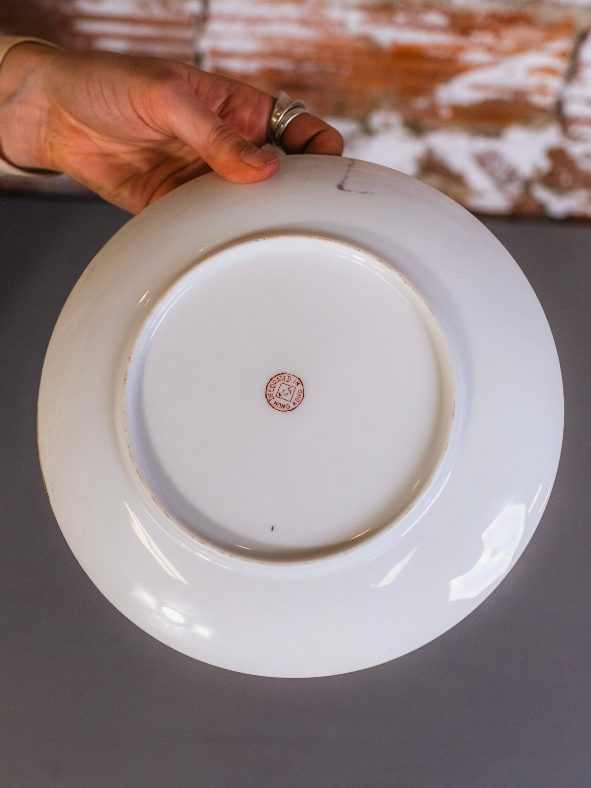 Vintage Chinese Famille Verte “Bok Choy” Porcelain Plate