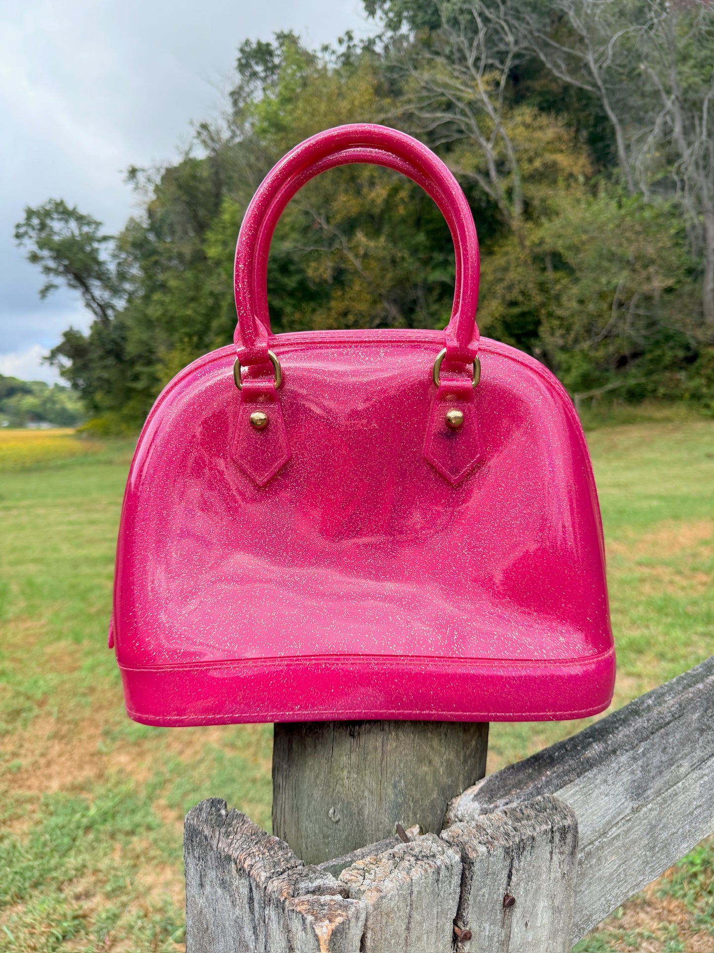 Furla Pink Candy Glitter Jelly Top Handle Bag