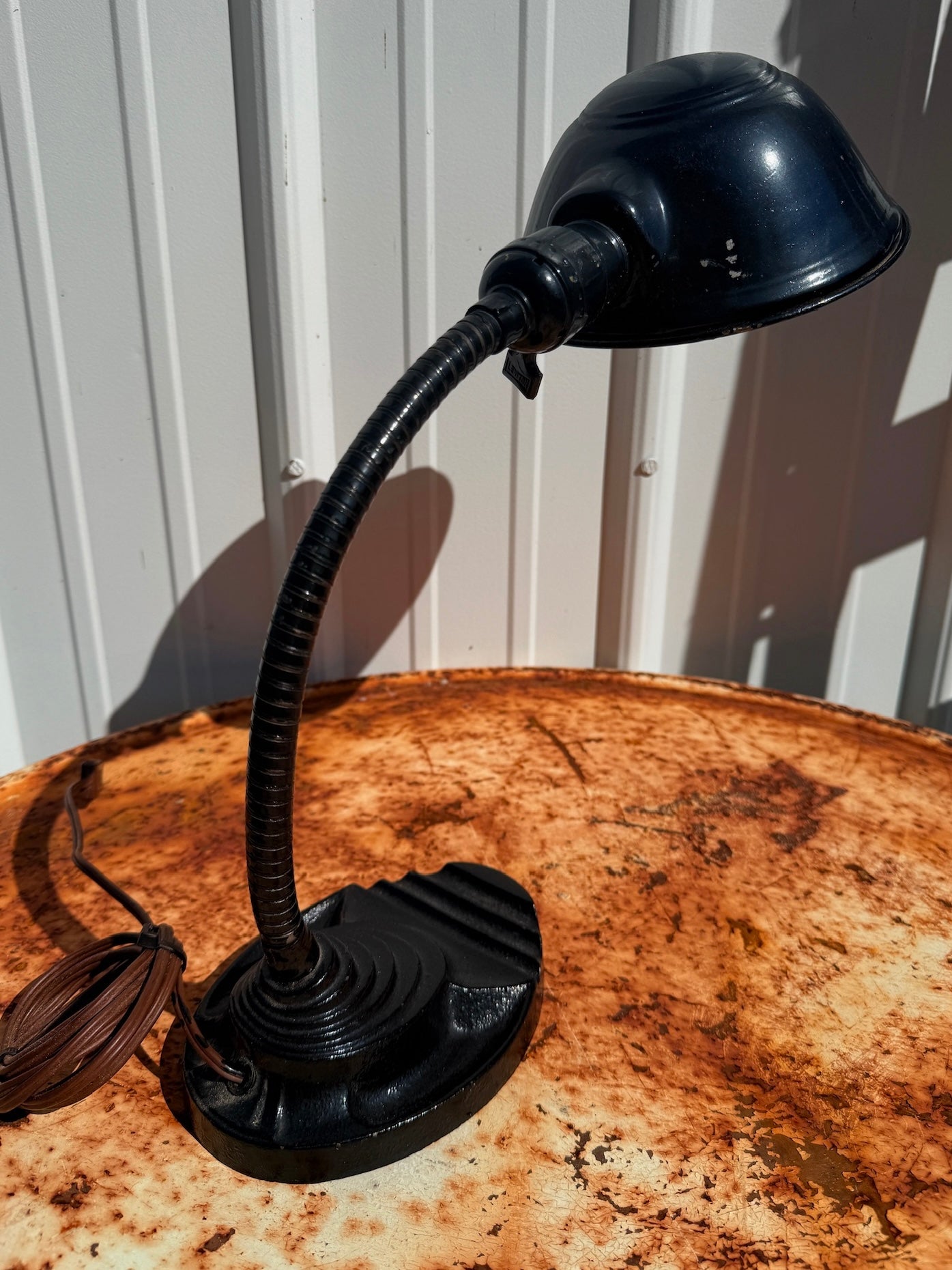 Vintage 1930s Cast Iron Gooseneck Desk Lamp