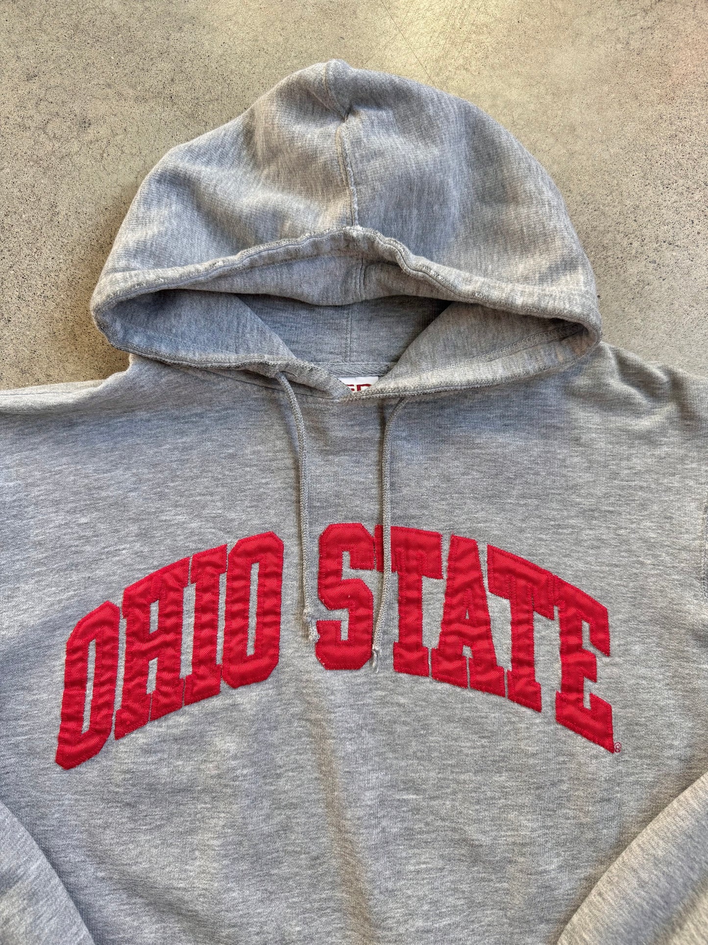 2000s Ohio State Embroidered Worn Grey Hoodie | Medium