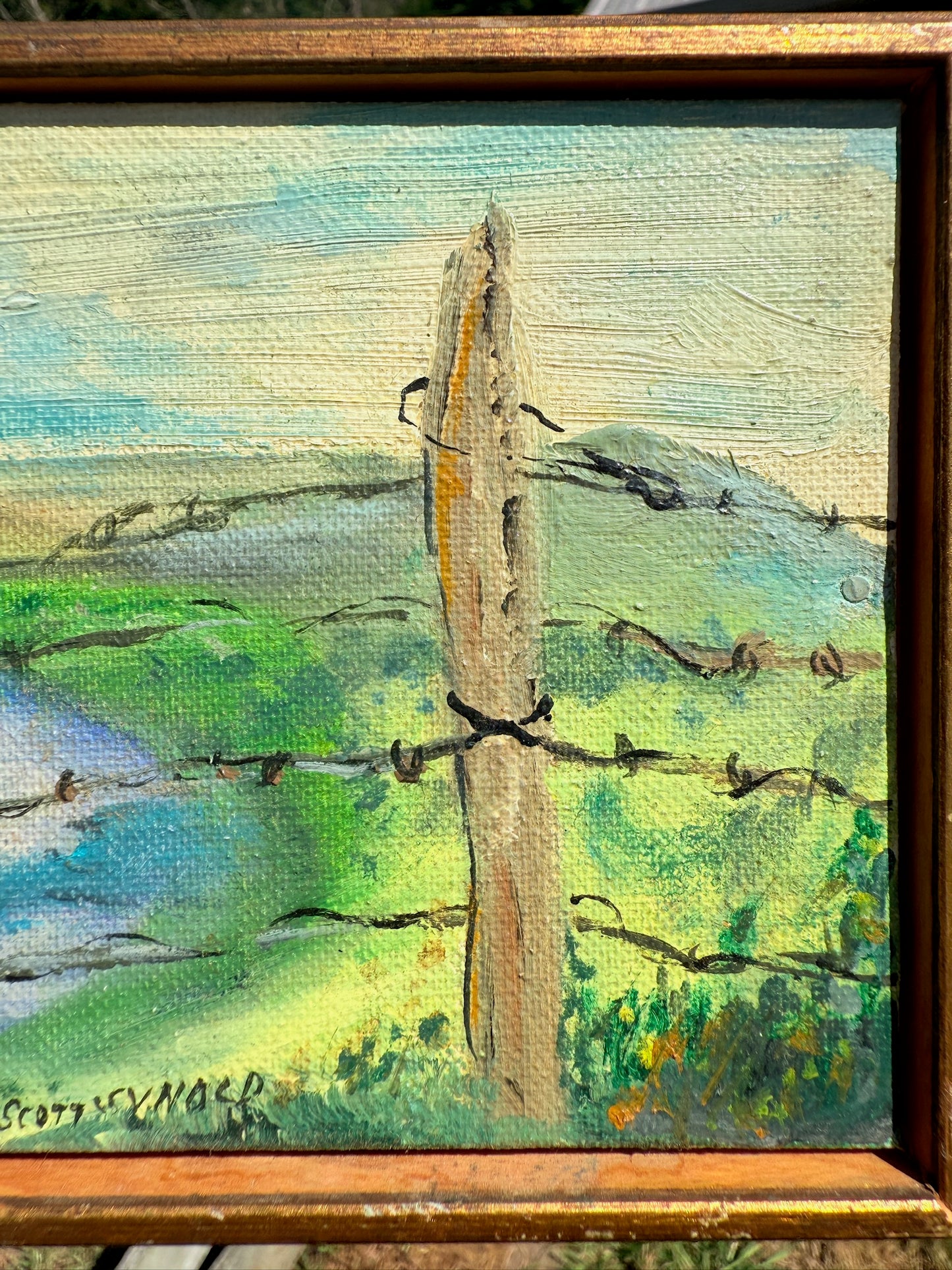 Vintage 1970s Signed & Framed Heart River North Dakota Landscape Oil on Canvas Painting