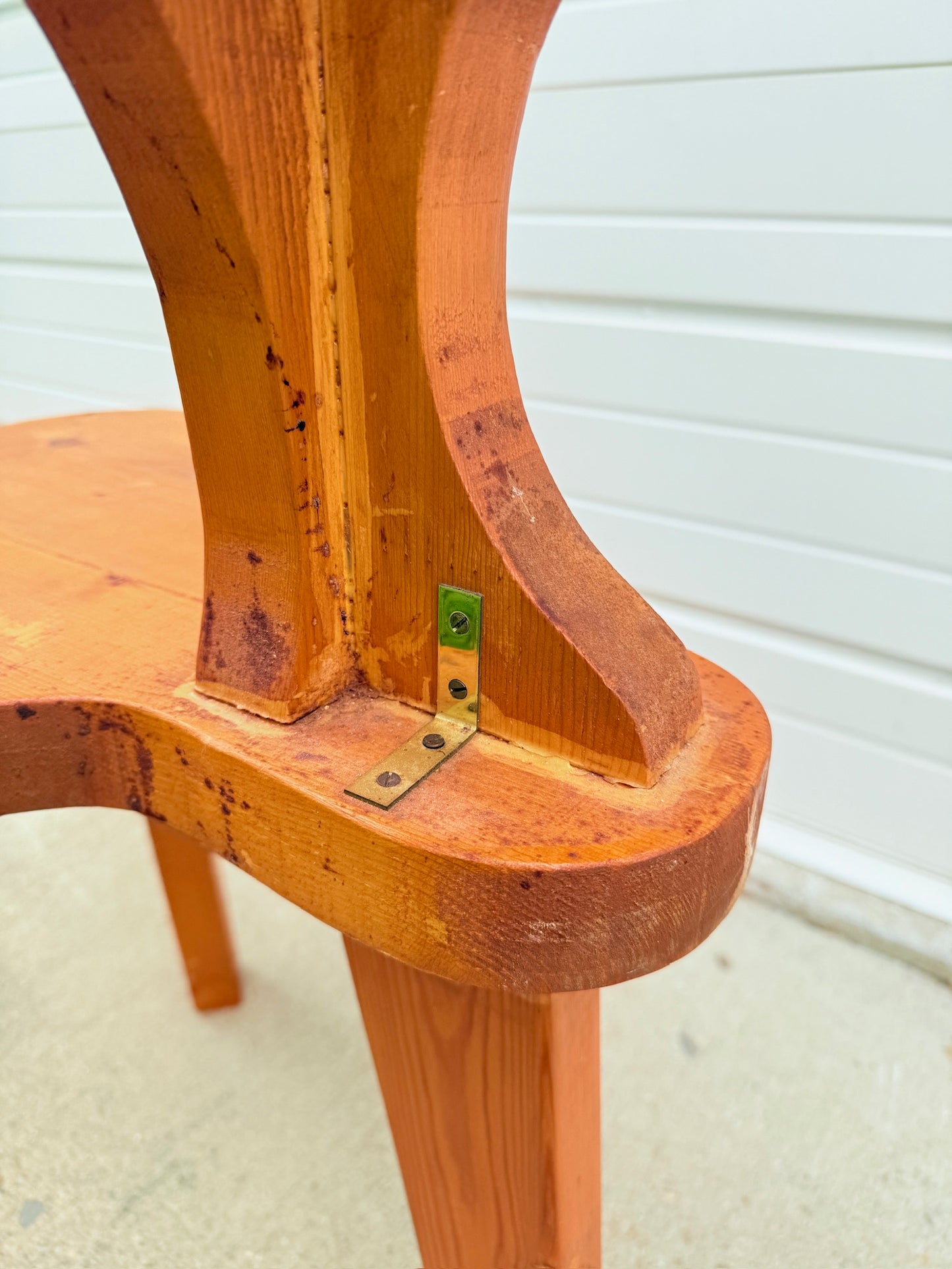 Vintage Wooden Three Legged Smokers Chair