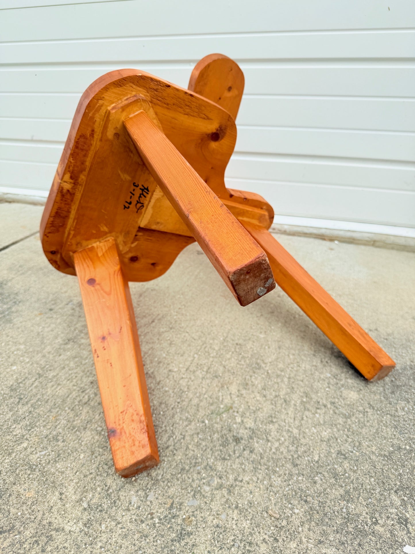 Vintage Wooden Three Legged Smokers Chair