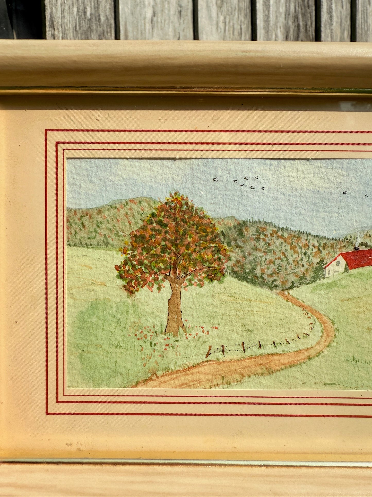 Framed & Signed Farm Landscape Watercolor Artwork