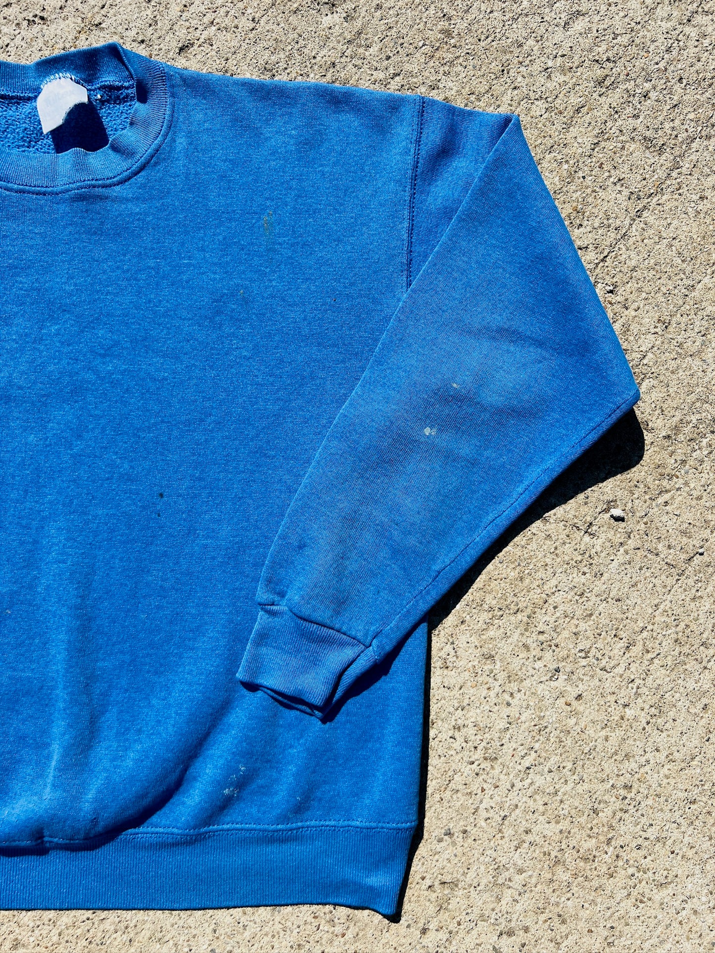 Vintage 1980s Tultex Worn Blue Crewneck Sweatshirt | Medium