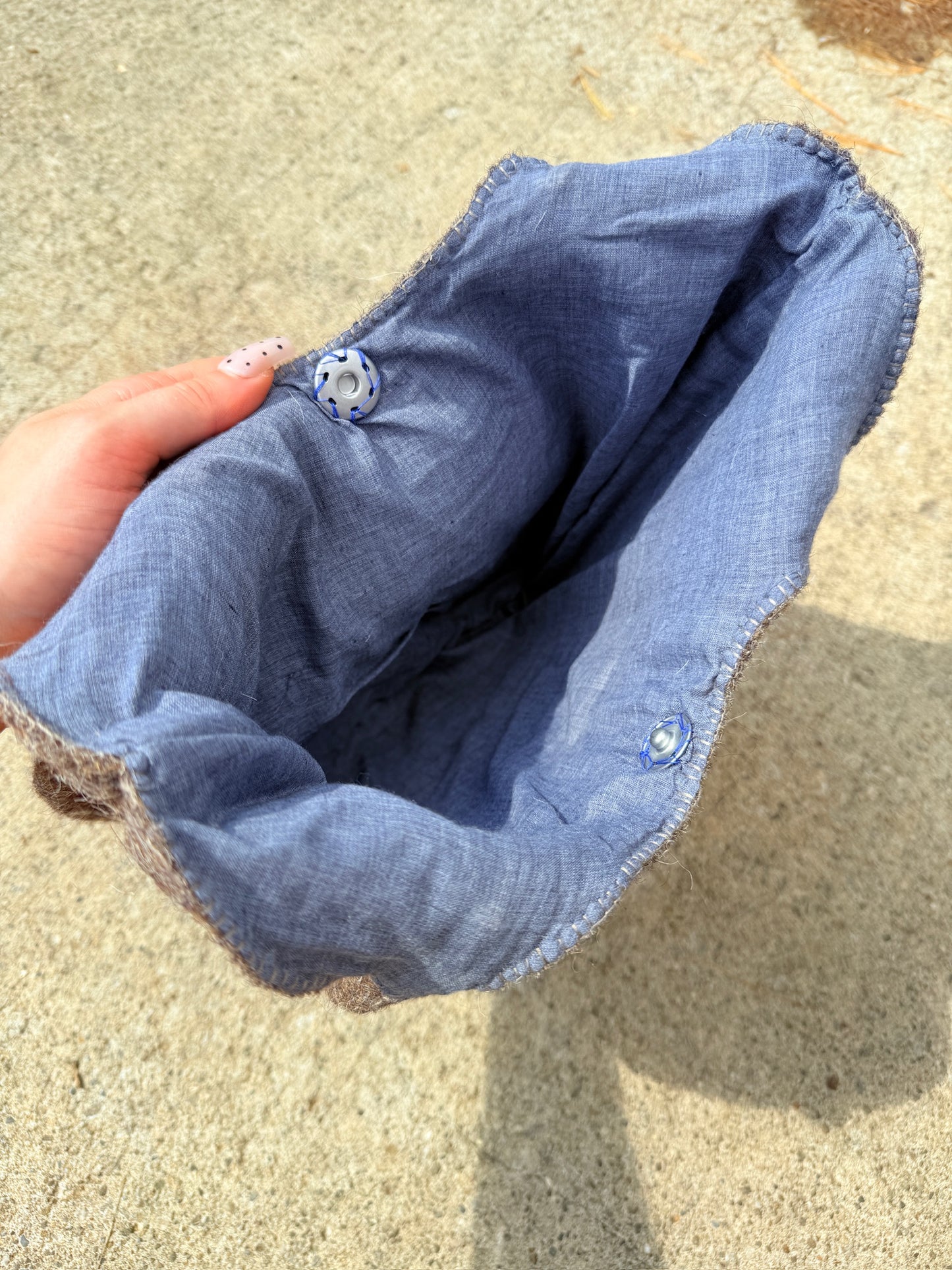 Vintage 1990s Wool Felted Peony Floral Shoulder Bag