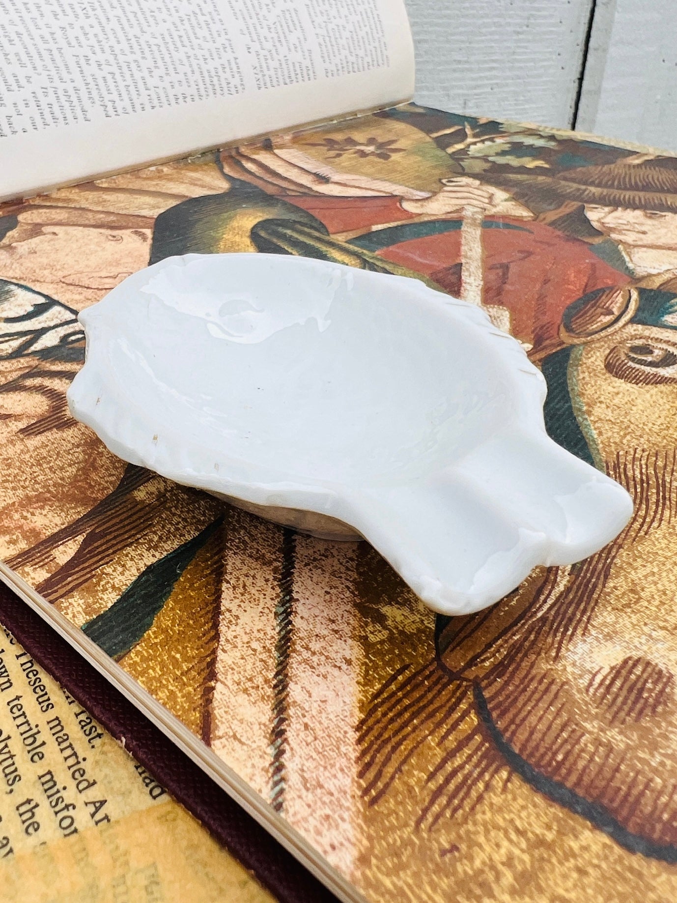 Vintage 1960s White Ceramic Fish Ashtray