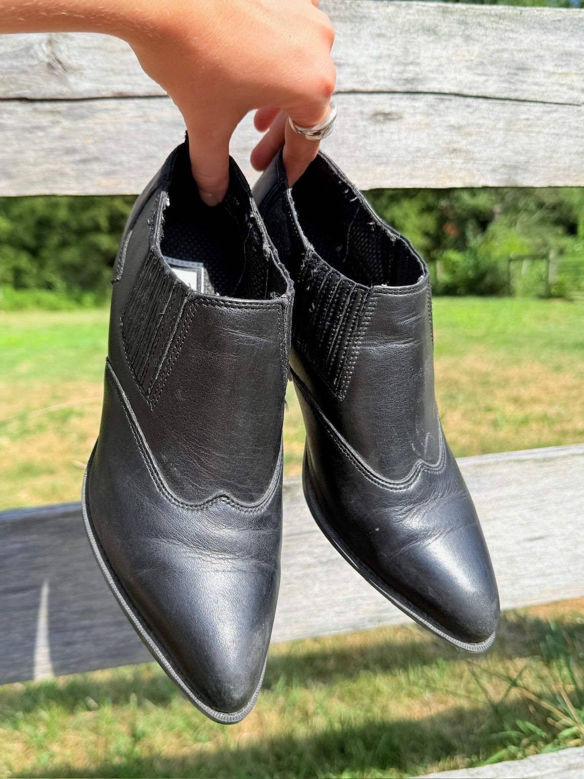 Vintage 1980s Zodiac Black Leather Western Ankle Boots | Women’s 8