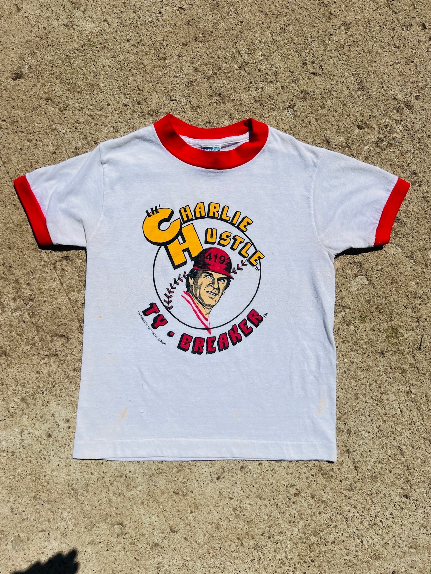 Vintage 1980s Lil’ Charlie Hustle Ringer Tee | Youth M
