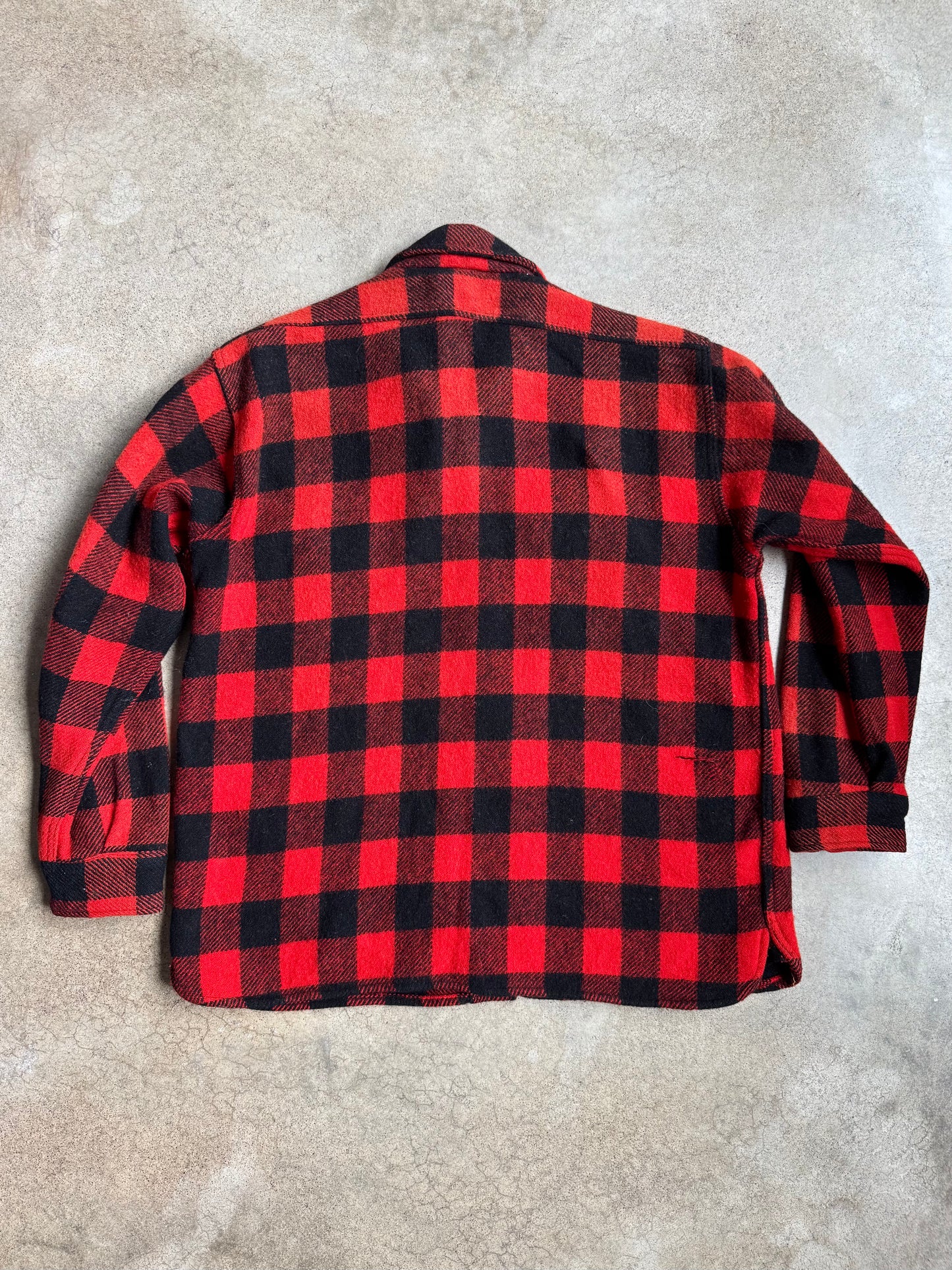 Vintage 1950s King Kole Red & Black Buffalo Plaid Wool Flannel Shirt | M/L