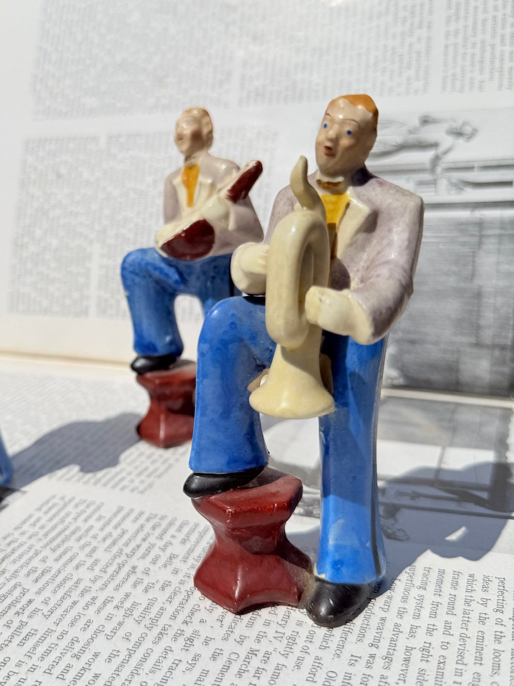 Vintage 1940s Japanese Ceramic Jazz Band Figurines | Set of 3