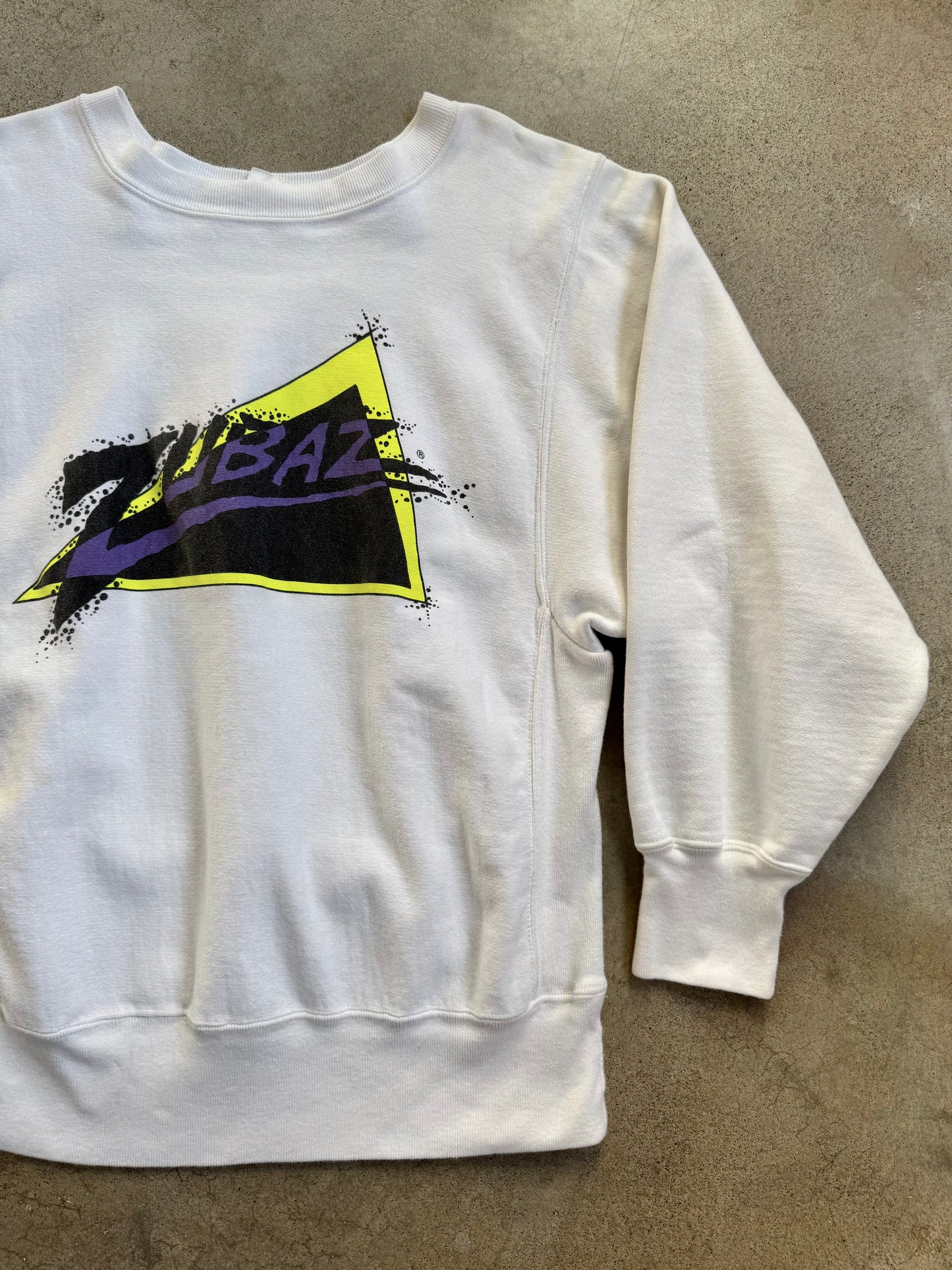 Vintage 1990s Zubaz White Retro Graphic Heavyweight Sweatshirt | Medium