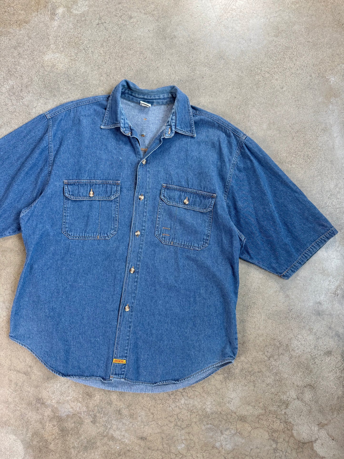 Vintage 1990s Jordache Short Sleeve Denim Utility Shirt | Medium