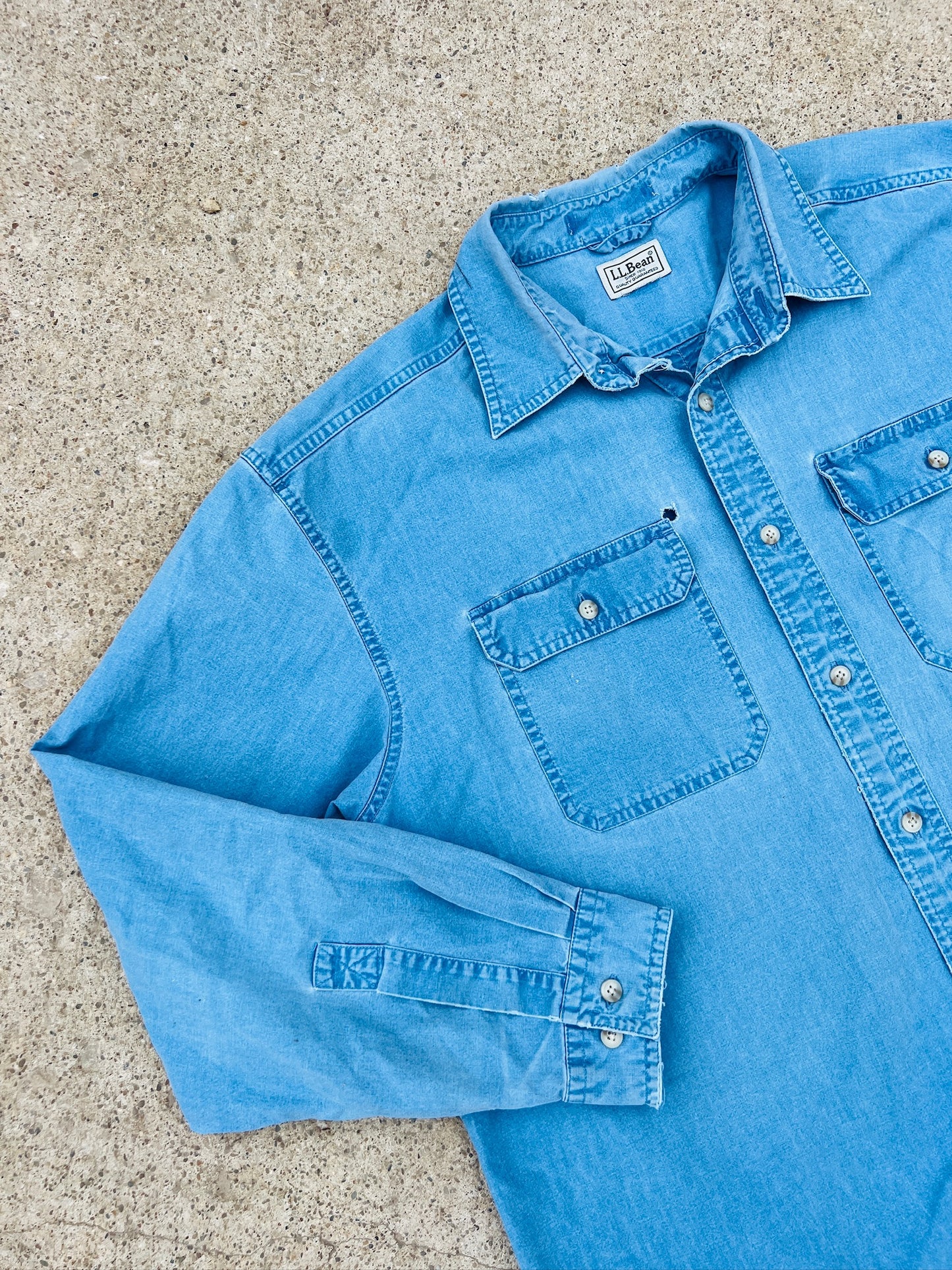 L.L. Bean Chambray Cotton Utility Shirt | XL