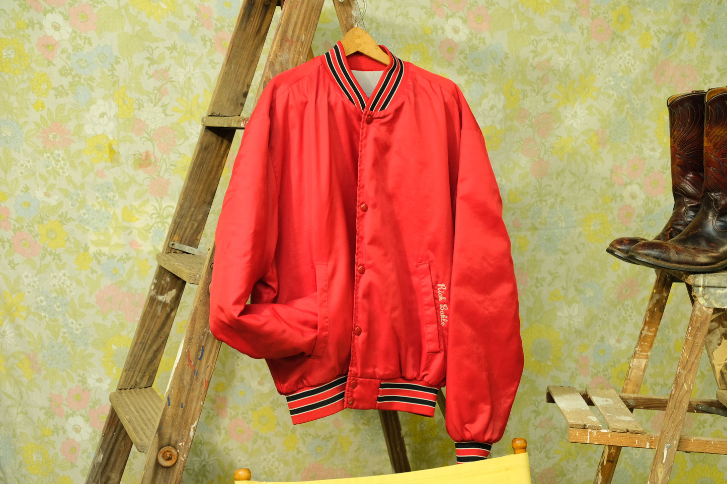 Vintage 1980s St. Charles Embroidered Varsity Bomber Jacket | Large