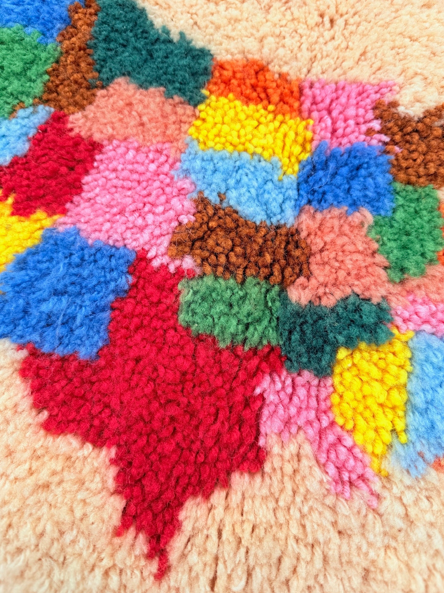 Vintage 1970s Colorful USA Map Latch Hook Rug