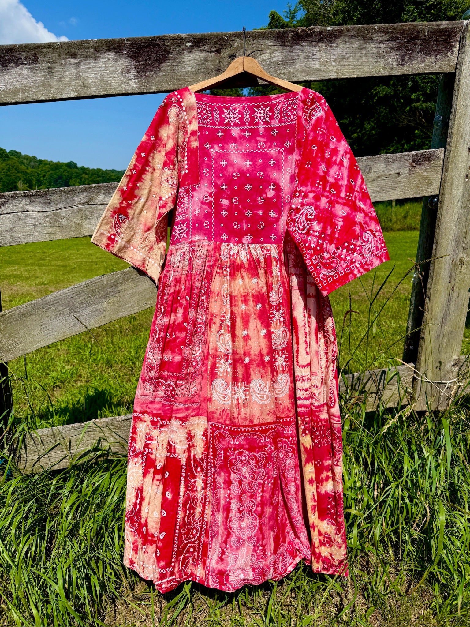 Vintage 1980s/90s Handmade Bleached Bandana Patchwork Maxi Dress | Lar The Atomic Shop Vintage 1980s/90s Handmade Bleached Bandana Patchwork Maxi Dress | Lar The Atomic Shop