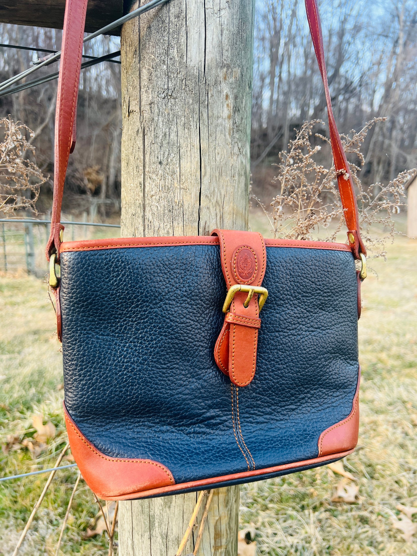Vintage 1990s Liz Claiborne Leather Two-Tone Crossbody Bag