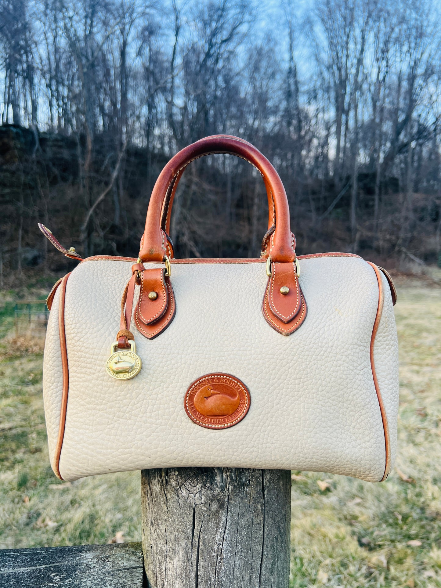 Dooney & Bourke Two-Tone Pebbled Leather Top Handle Bag