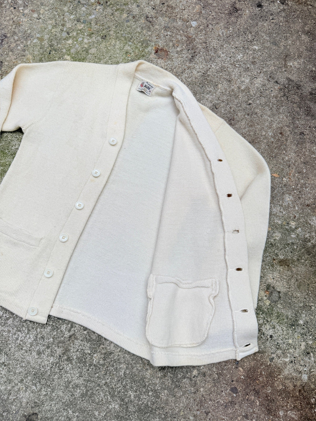 Vintage 1950's Puritan “Natch” Cream 100% Wool School Cardigan