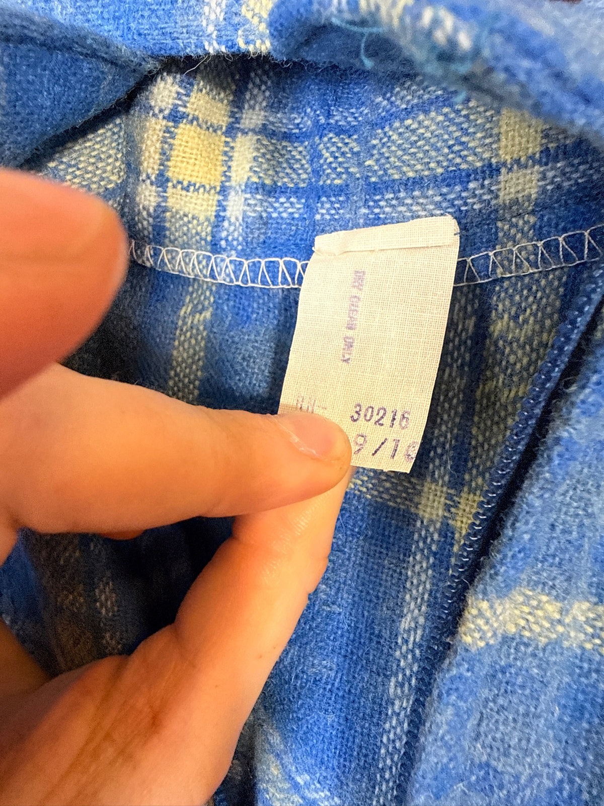 Vintage 1960's/70's Blue Plaid Wool Maxi Circle Skirt