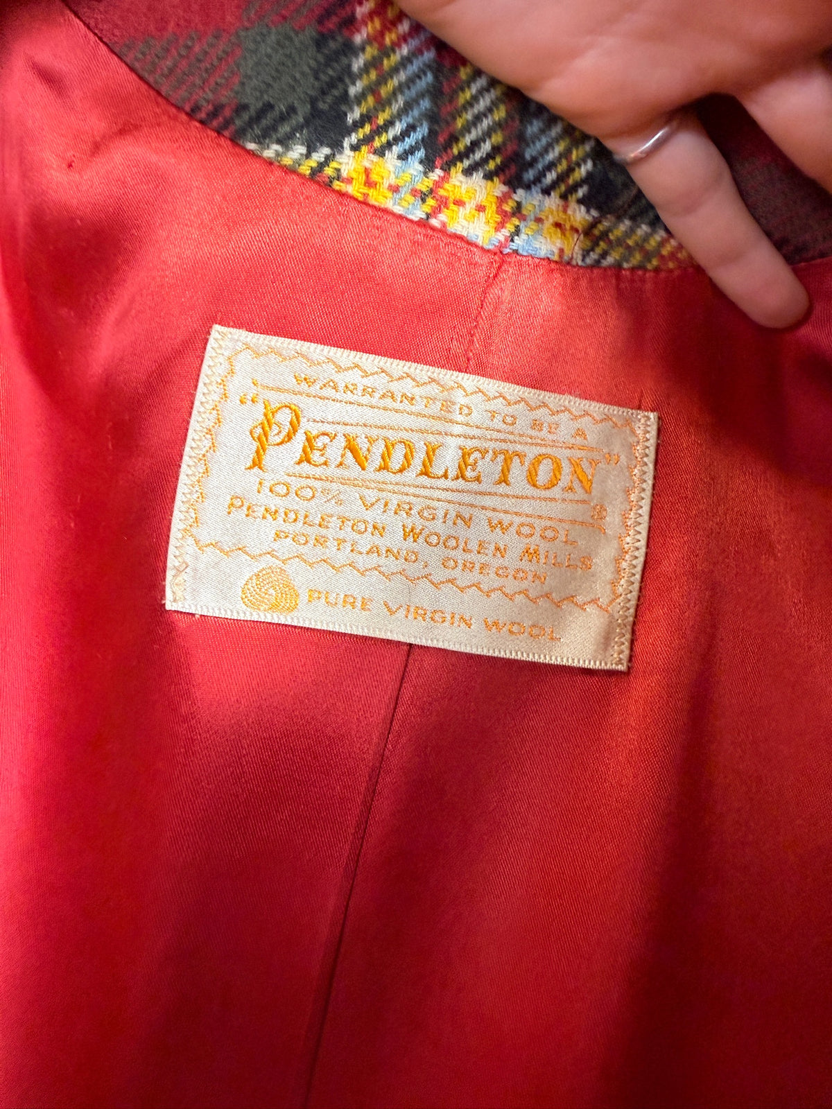 Vintage 1950's/60's Pendleton Red Plaid Pattern Coat