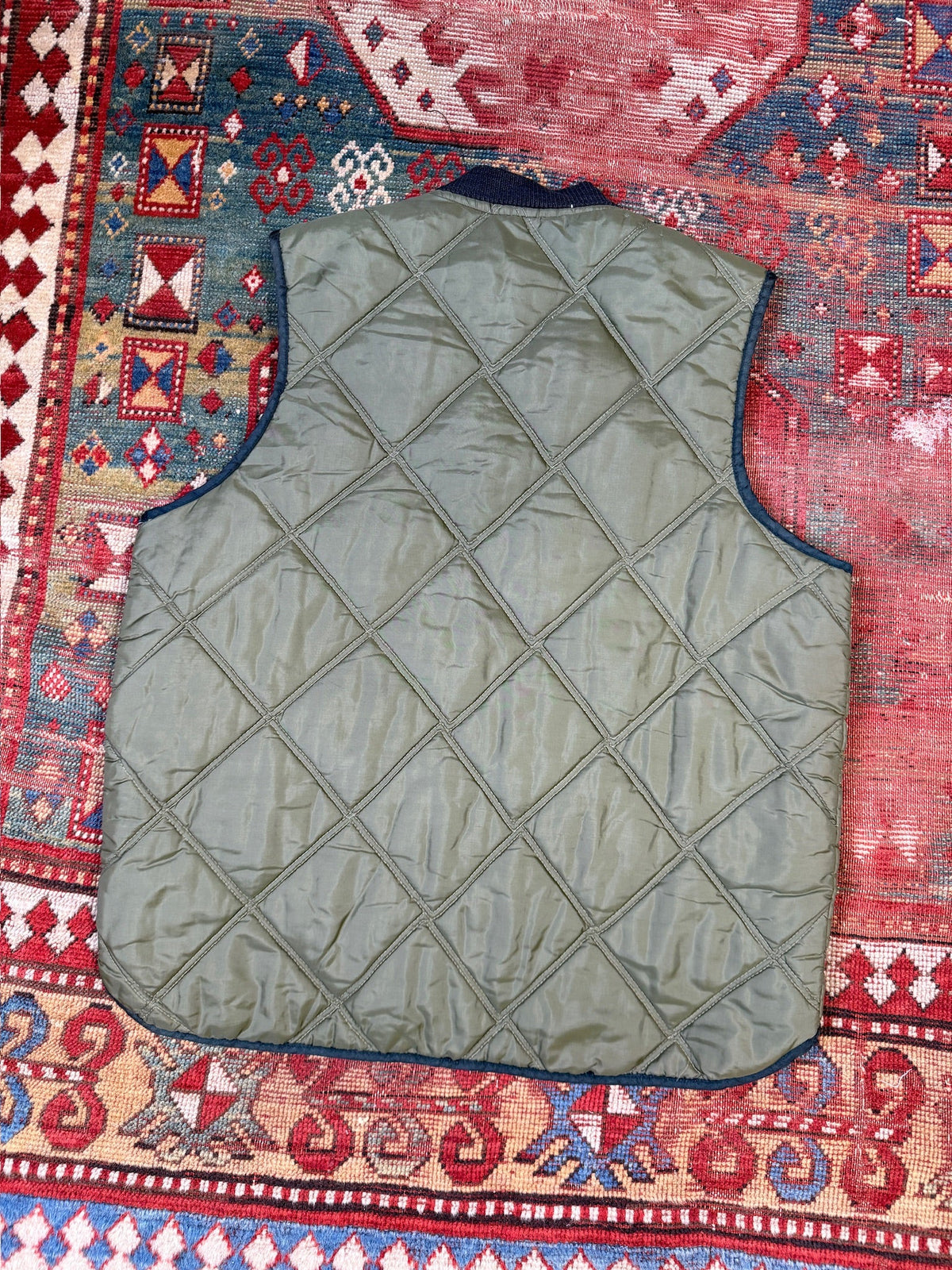 Vintage 1960s-70s Sears Green Polyester Puffer Vest