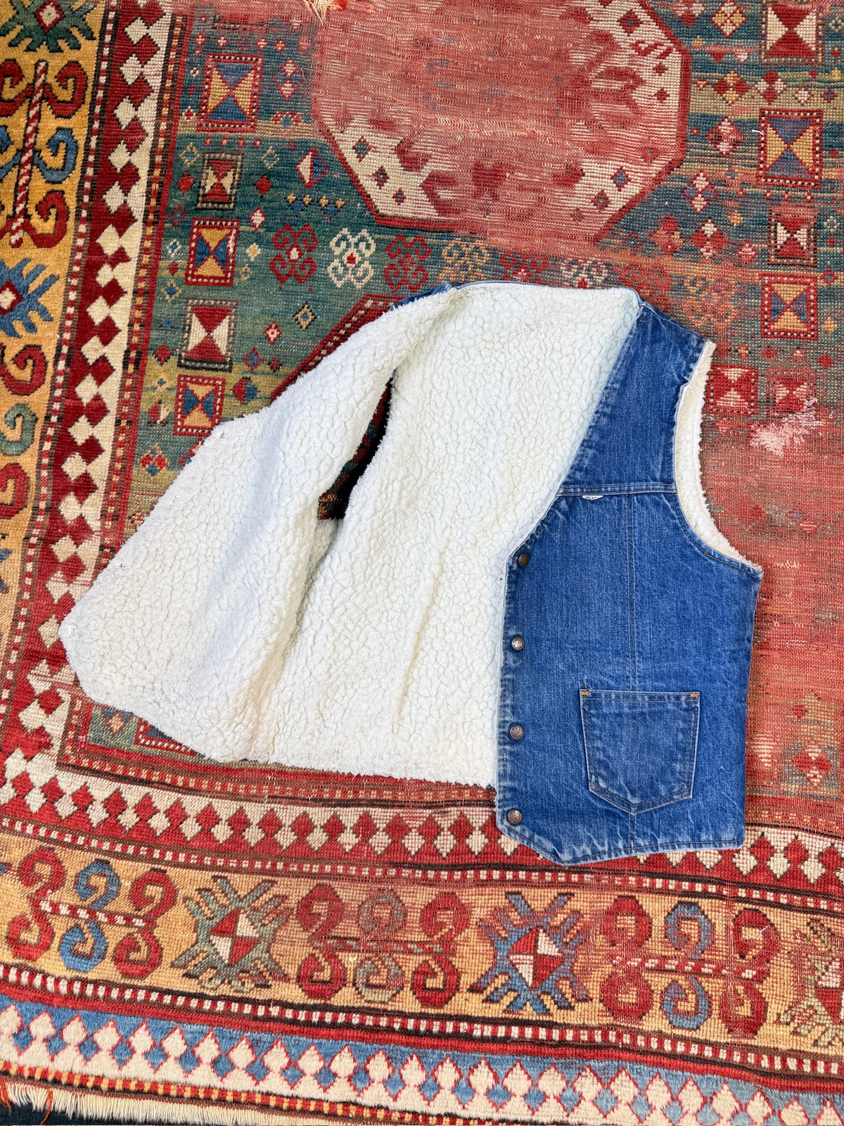 Vintage 1970s Nelson Denim Sherpa Lined Vest