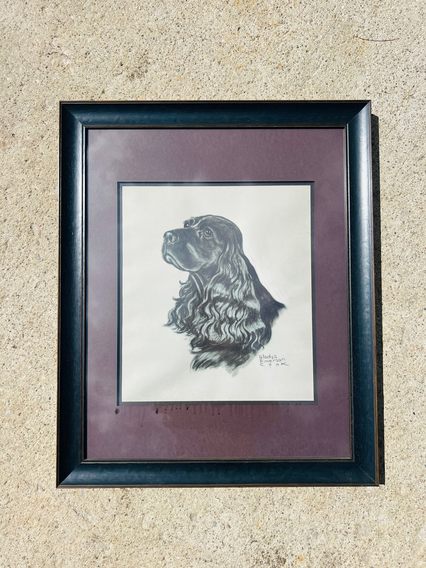 Vintage 1930s Gladys Emerson Cooke Framed Cocker Spaniel Dog Print