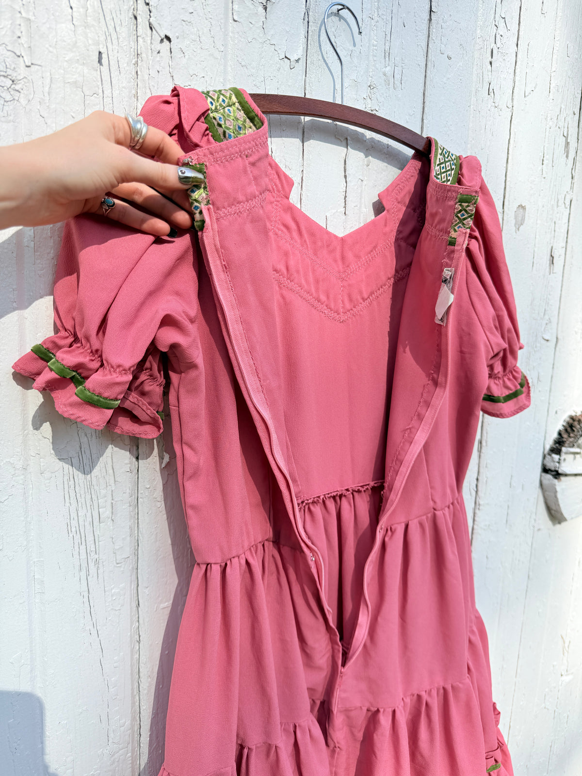 Vintage 1960s-1970s B-Bar-B Pink and Green Square Dancing Dress