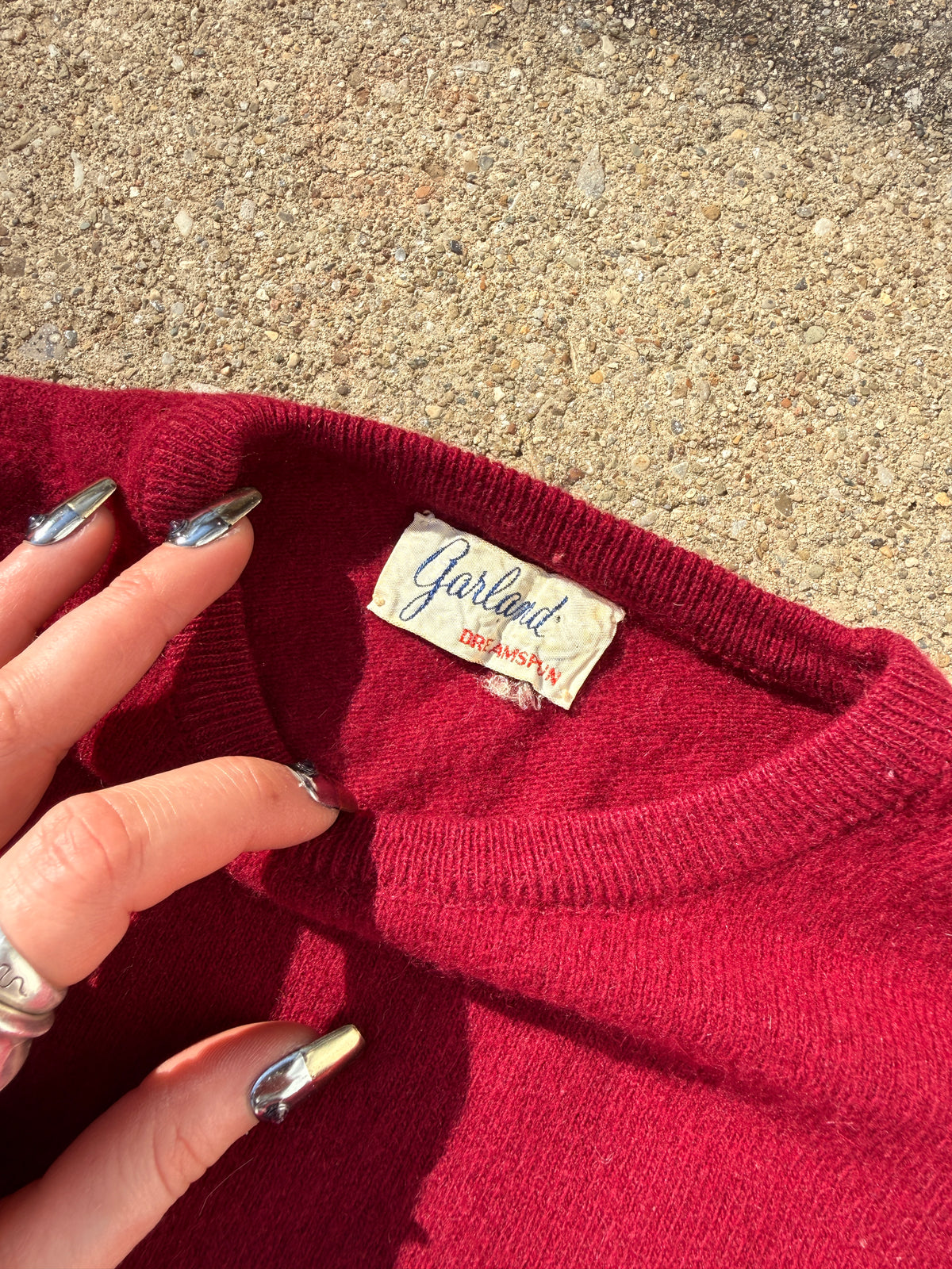 Vintage 1950s Garland "Dreamspun" Red Wool-Cashmere blend Sweater