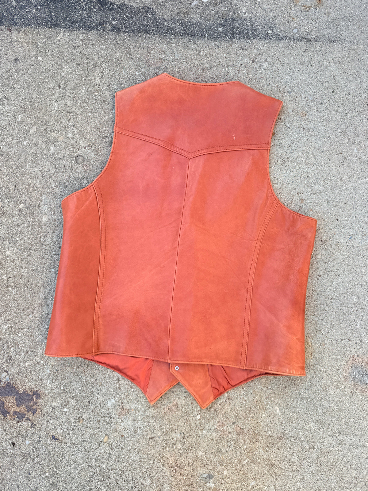 Vintage 1970s Sheplers Brown Leather With Snakeskin Accents Vest | 42
