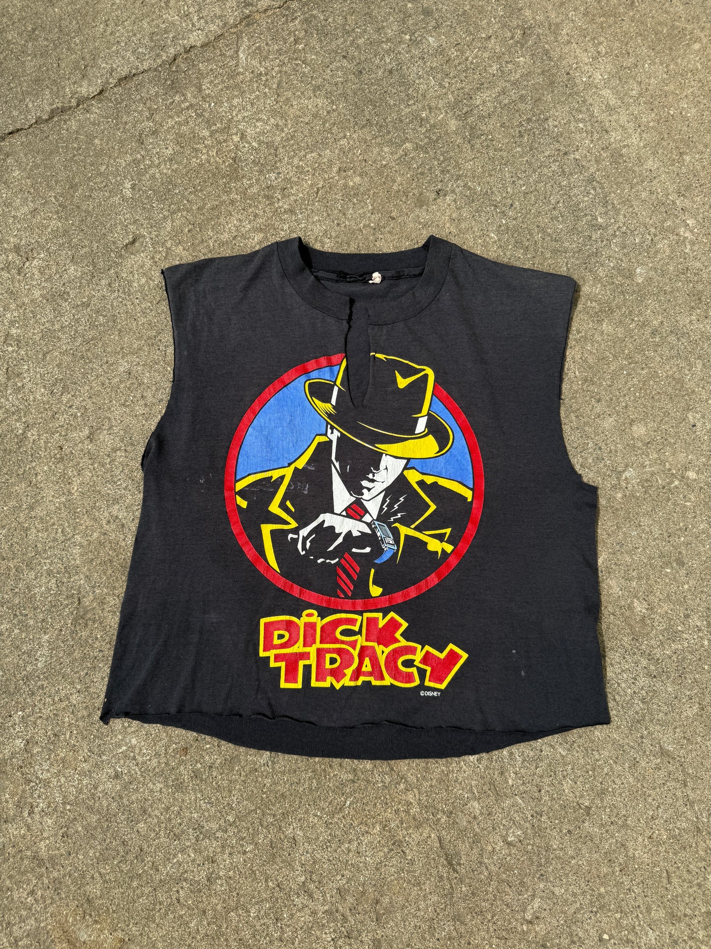 Vintage 1980s Dick Tracy Graphic Cutoff Tee | Large
