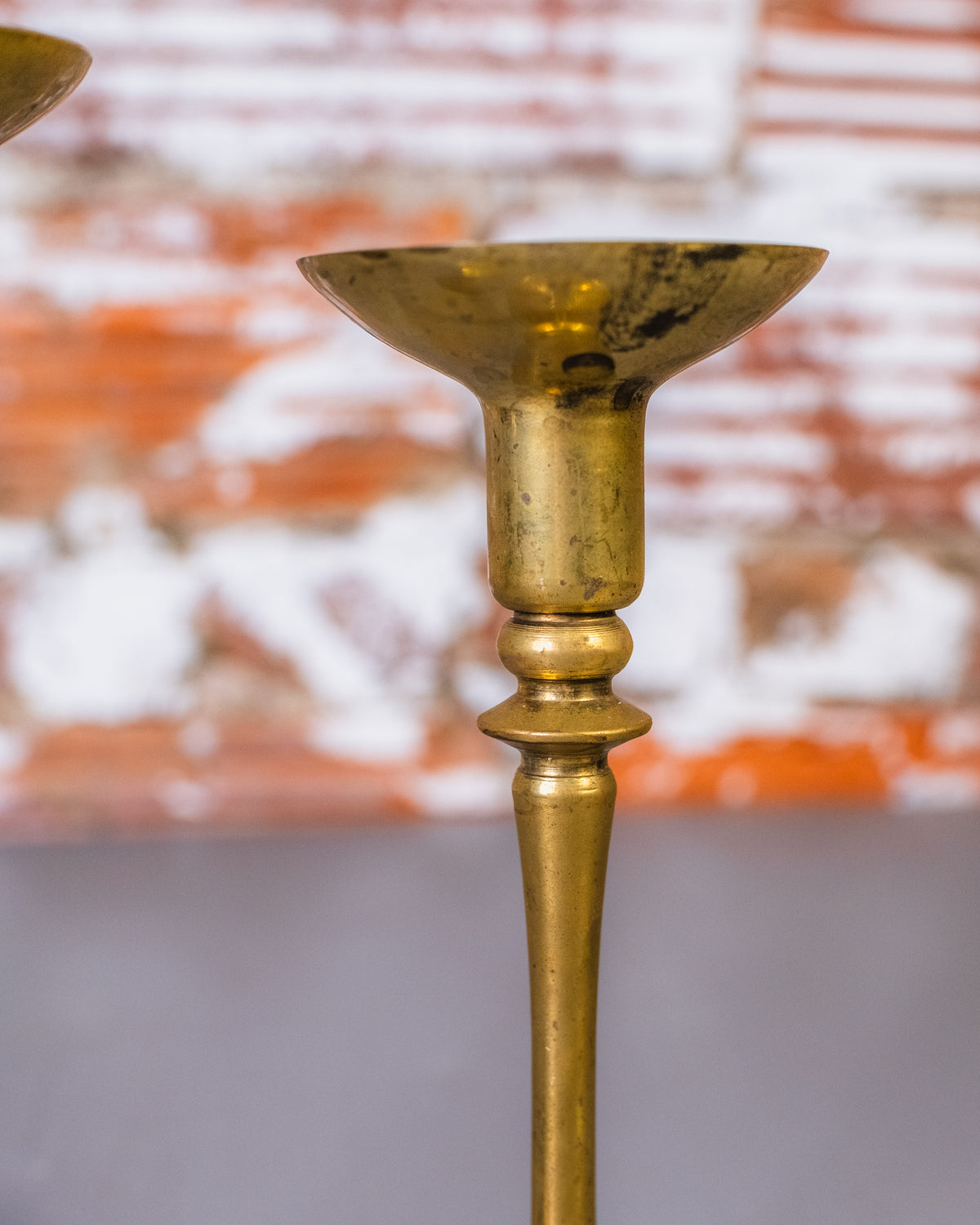 Vintage 1950's Solid Brass Wide Mouth Candleholder Set