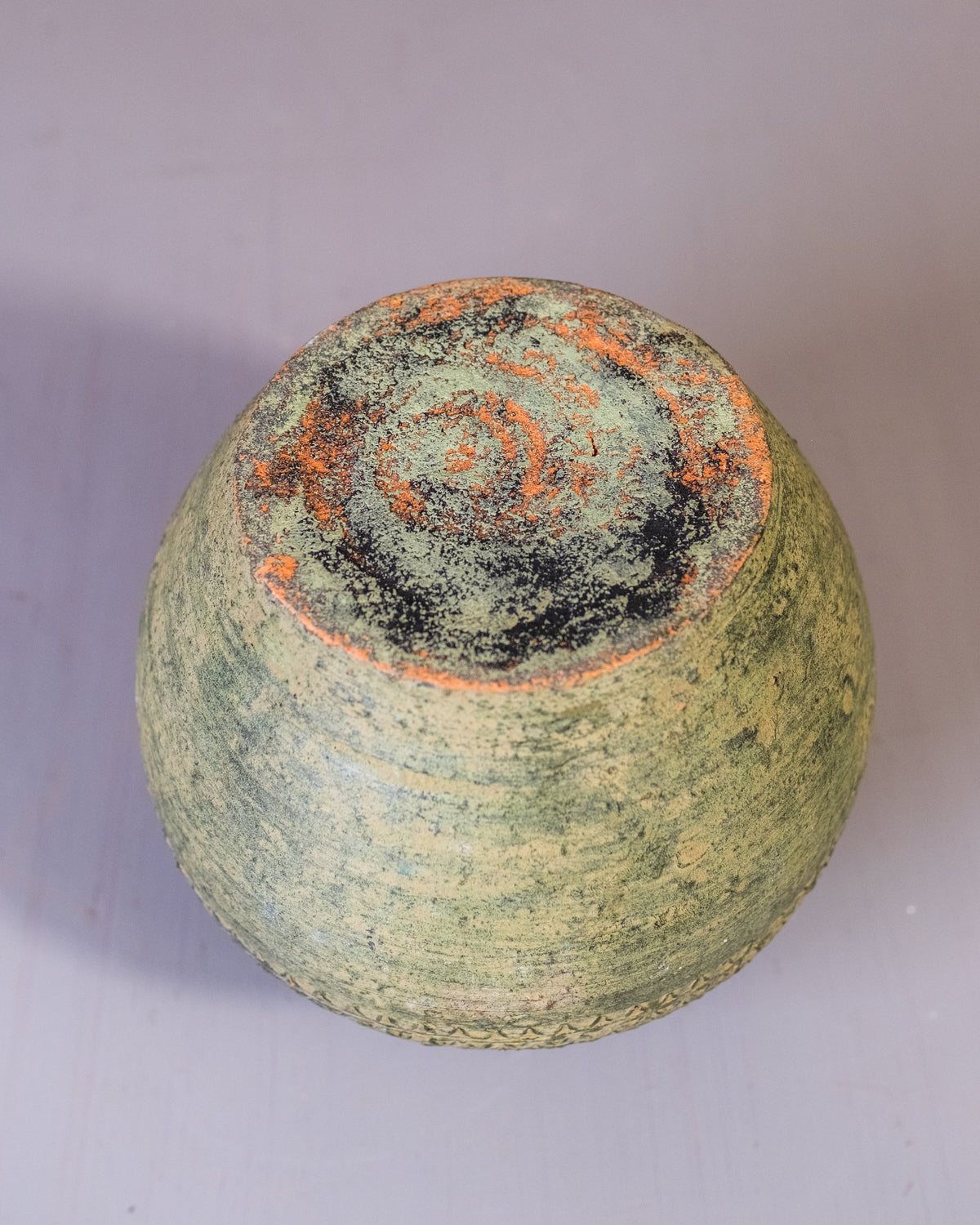 Vintage Green Handmade Terracotta Clay Weed Pot
