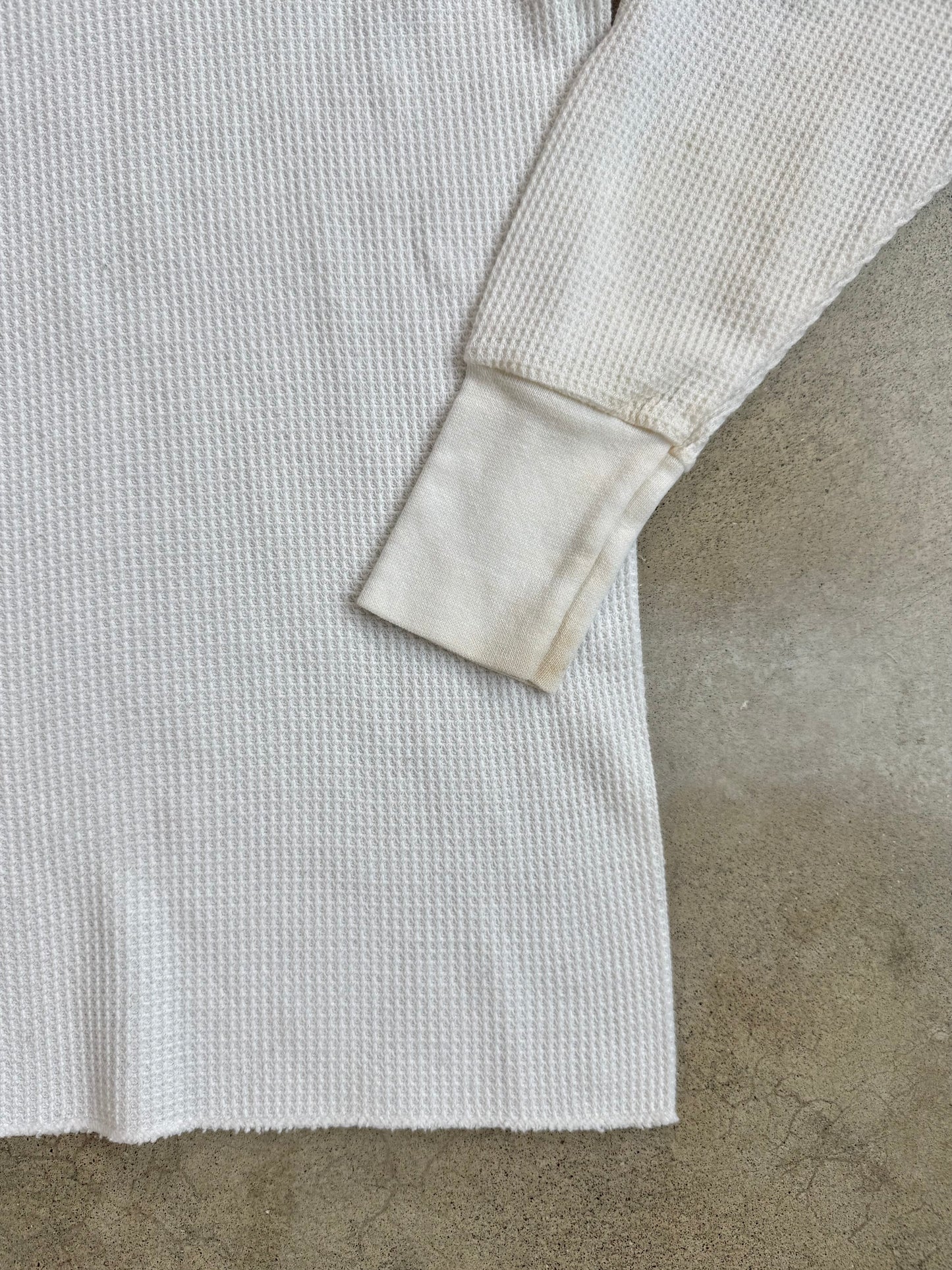 Vintage 1980s Hanes White Waffle Knit Thermal | Small