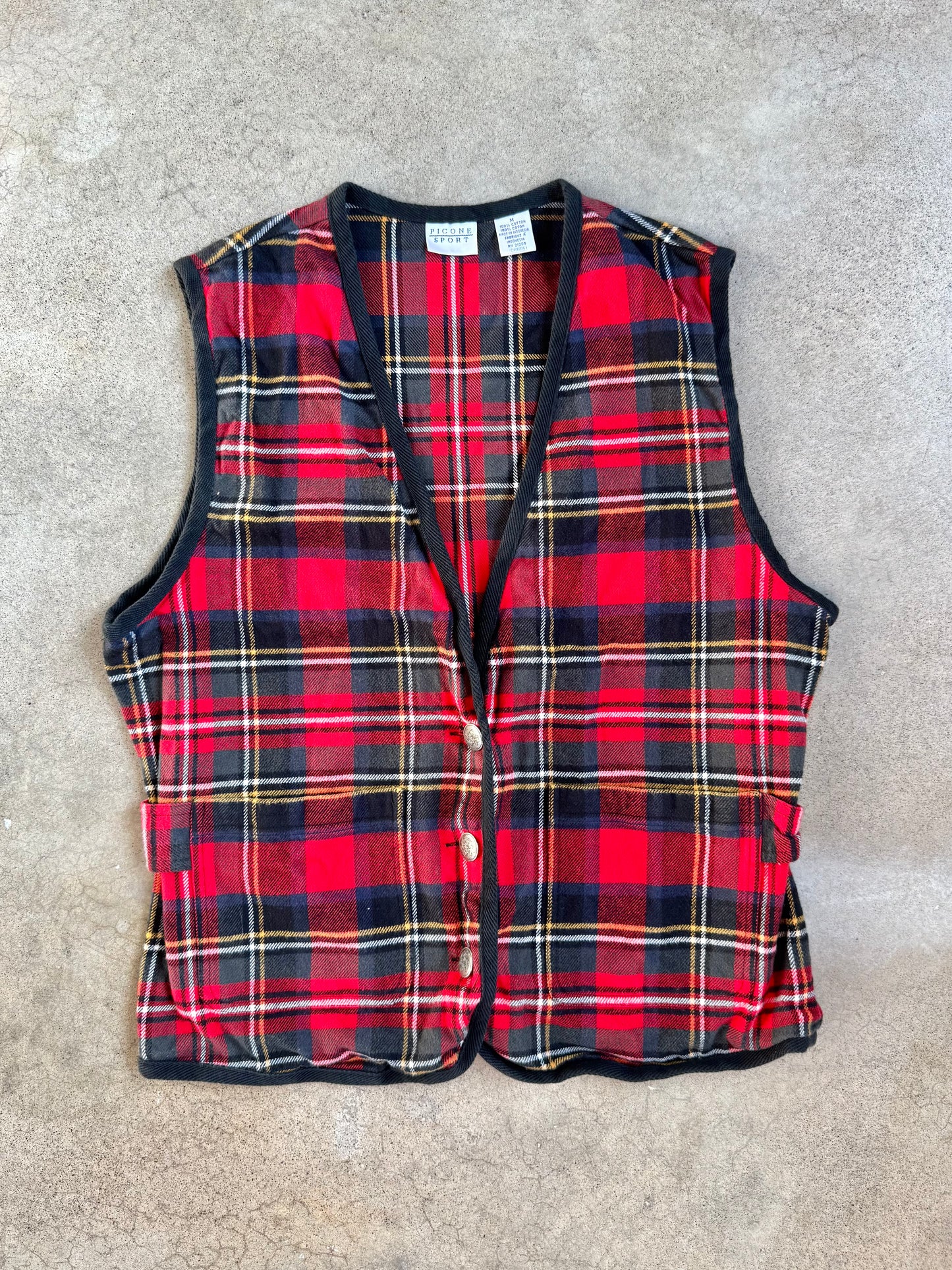 Vintage 1990s Picone Sport Tartan Plaid Two-Piece 100% Cotton Play Suit | Medium
