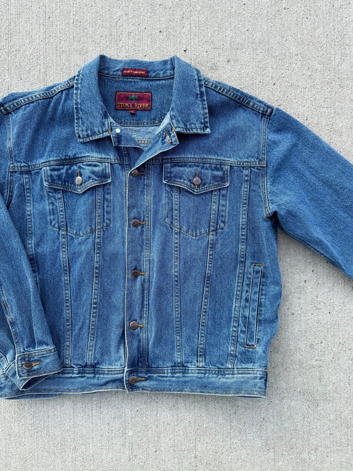 Vintage 1990s Stony River Denim Trucker Jacket | XL