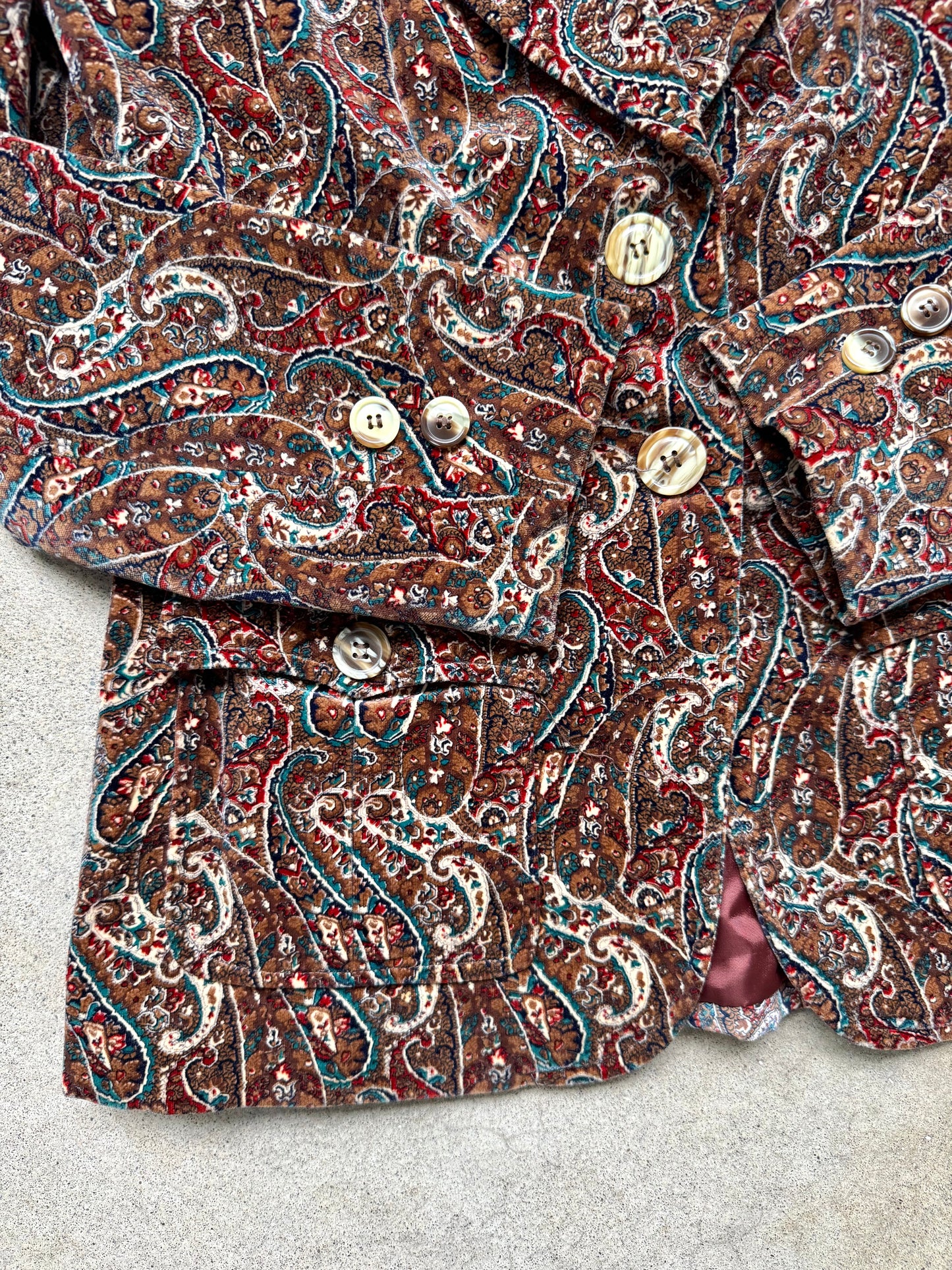 Vintage 1970s Junior House Paisley Cotton Velvet Blazer | Small