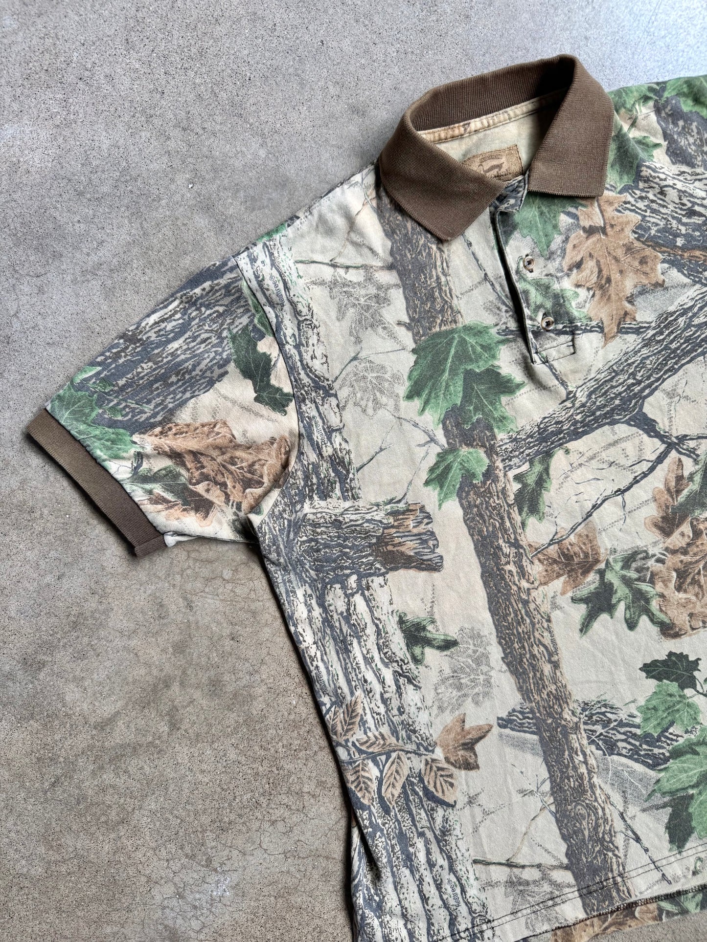Vintage 1990s Duxback Realtree Camo Polo Shirt | Large