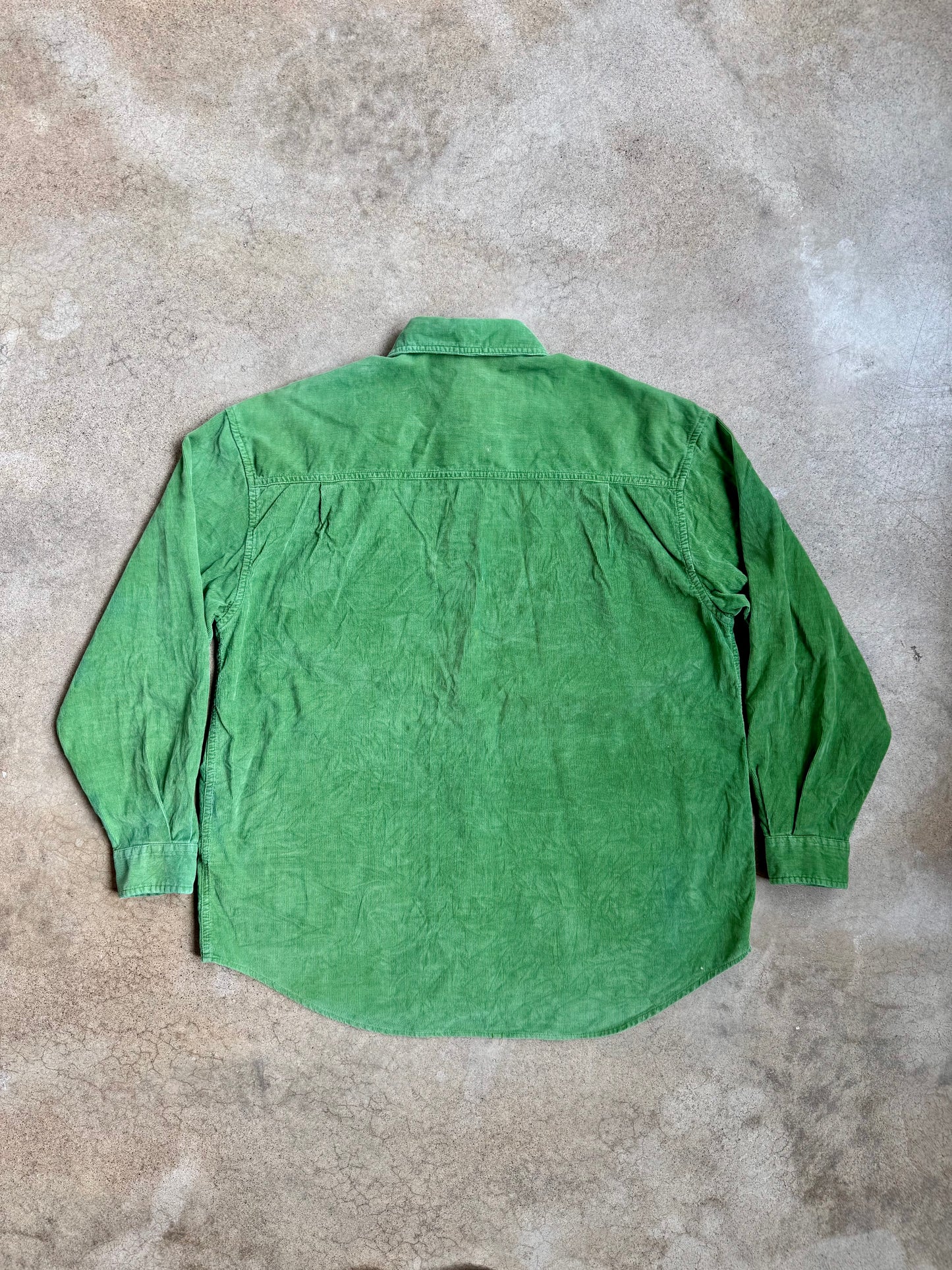 Vintage 1970s Sasson Green Button-Up Corduroy Shirt | Large