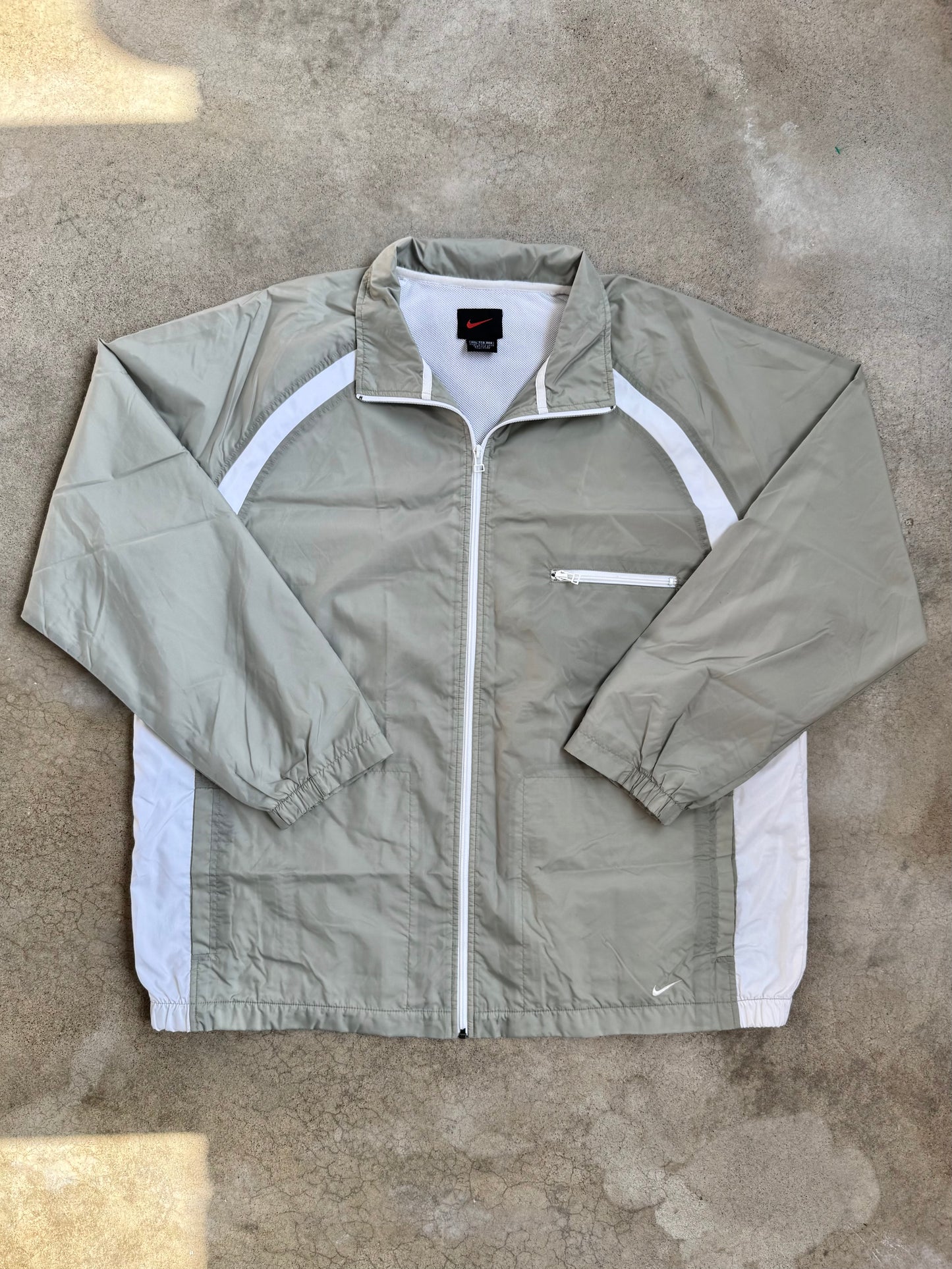 Vintage 1990s Nike Grey & White Zip-Up Windbreaker Jacket | XXL