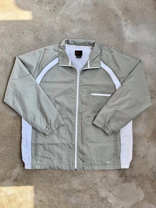 Vintage 1990s Nike Grey & White Zip-Up Windbreaker Jacket | XXL