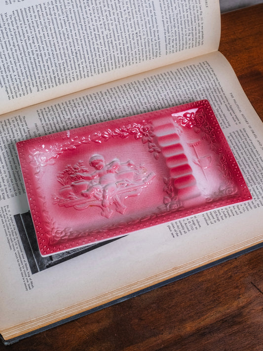 Vintage 1950s MCM Pink Ceramic Cherub Ashtray