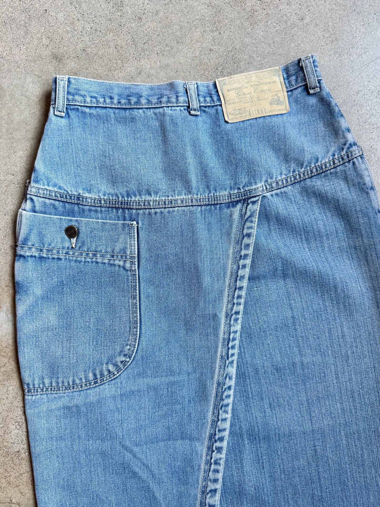 Vintage 1990s Gitano Split Back Denim Maxi Skirt | Waist 29”